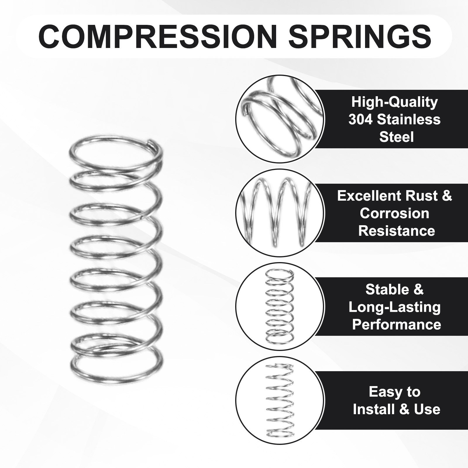3-Pack Compression Springs, 10mm Length 4mm OD [Silver Tone, 0.3mm Wire Size] gallery