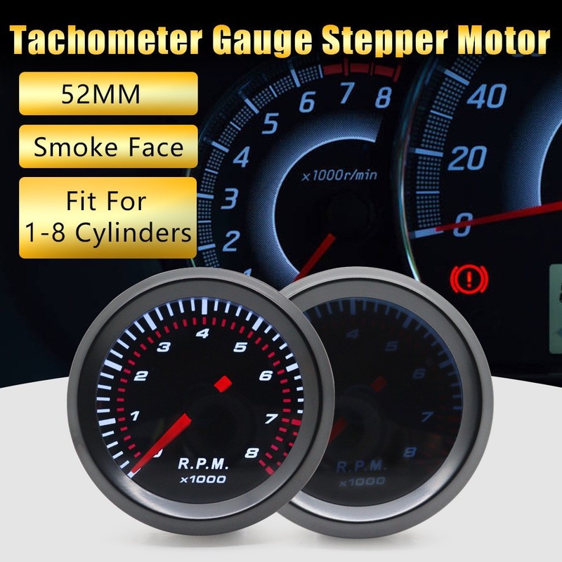 12V 52mm Tachometer with Mounting Bracket 0-8000 RPM for 1-8 Cylinder Engine gallery