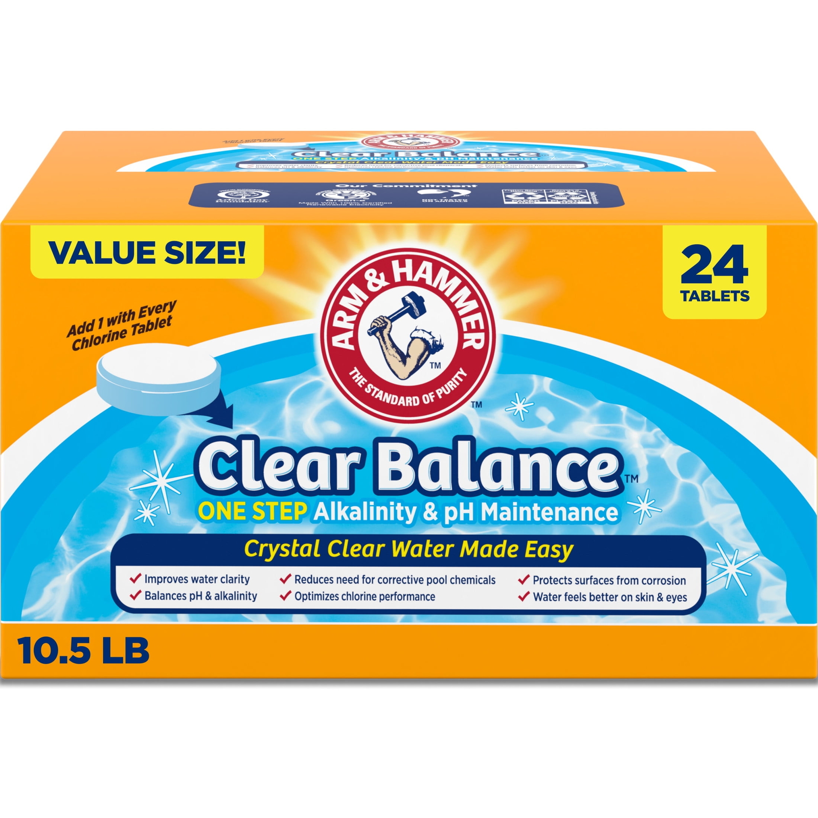 Clear Balance Swimming Pool Maintenance Tablets, 1 Pack, 24 Count gallery