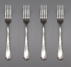 SET OF FOUR – Oneida Stainless Flatware – BELLE ROSE – Dinner Forks * USA