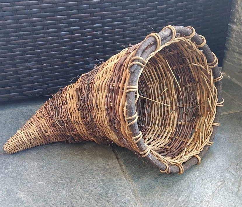 Cornucopia Horn Of Plenty Basket Wicker Rattan Cottagecore Thanksgiving Decor gallery