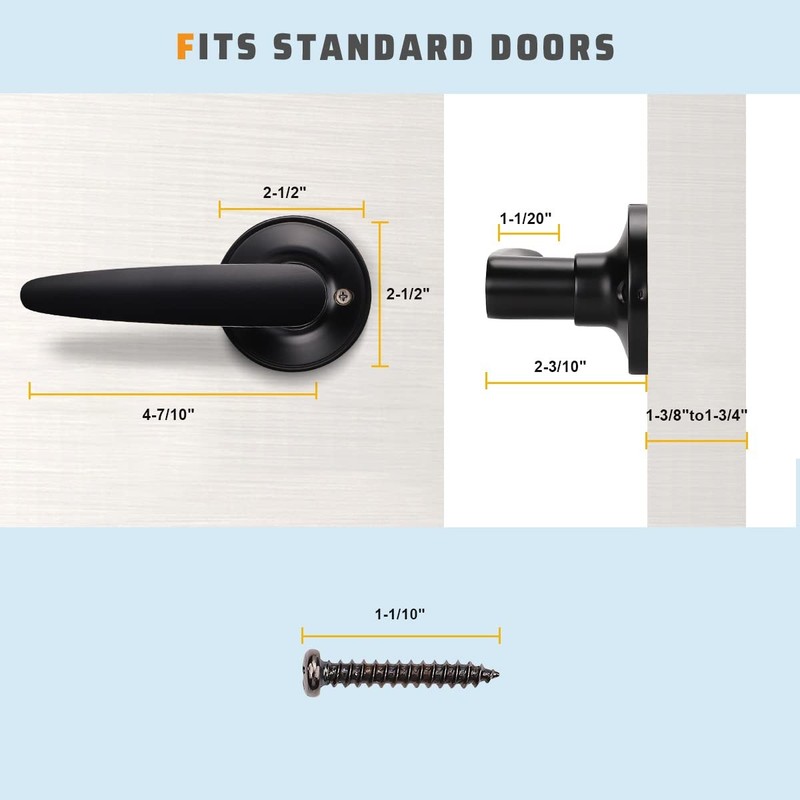KNOBWELL 2 Pack Dummy Door Levers Door Handle for Closets with Matte Black gallery