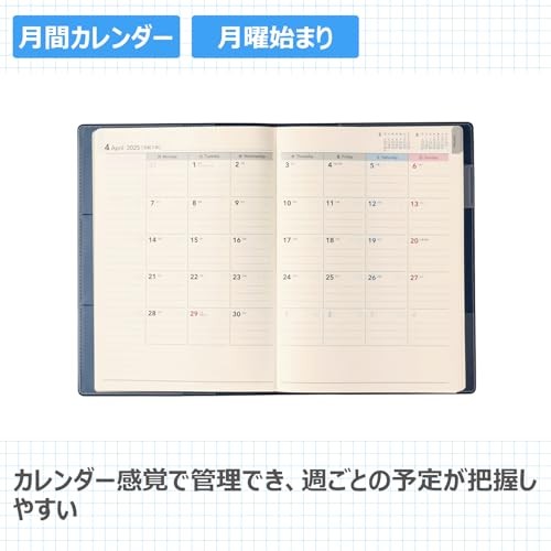 NOLTY Planner 2025 April Start A5 Weekly Memo Ecrit 2 Navy 9673 gallery