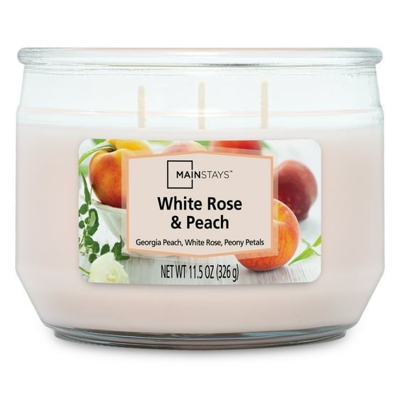 (2 pack) Mainstays White Rose & Peach 3 Wick Candle, 11.5 oz,Father's Day gallery