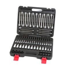 107pcs 1/4″ 3/8″ 1/2″ Drive Bit Socket Set, SAE & Metric Torx Hex Bit Tools Set