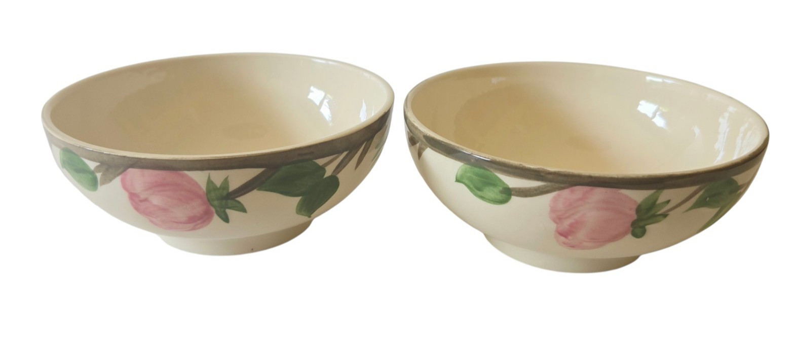 2 Franciscan Desert Rose Oatmeal Footed Bowls Flying F Mark England 5 1/2" Set gallery