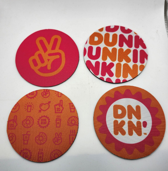 BRAND NEW SEALED VINTAGE DUNKIN' DONUTS COASTERS - SET OF 4 RETRO NEOPRENE gallery