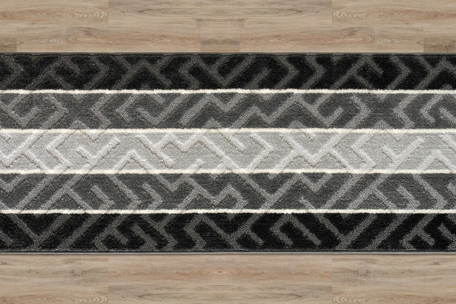 Custom Length Stair Hallway Carpet Runner Rug Non Slip Backing, Greek Key Grey gallery