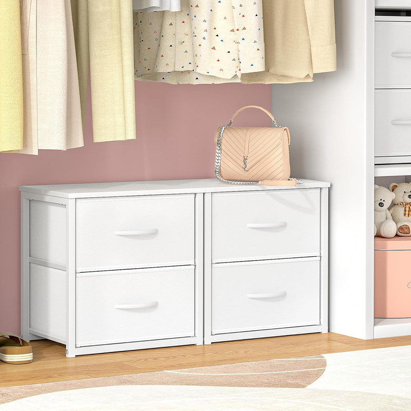 2-Pack Stackable Storage Drawers (4 Drawers Total), White Closet Organizer with gallery