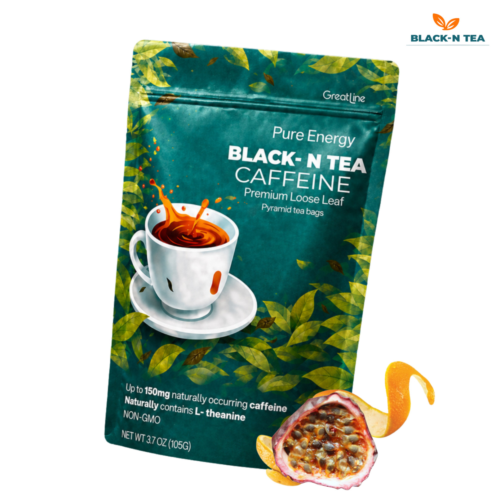 High Caffeine Premium Black Tea | 15 Pyramid Tea Bags | 150mg Caffeine | Energy gallery