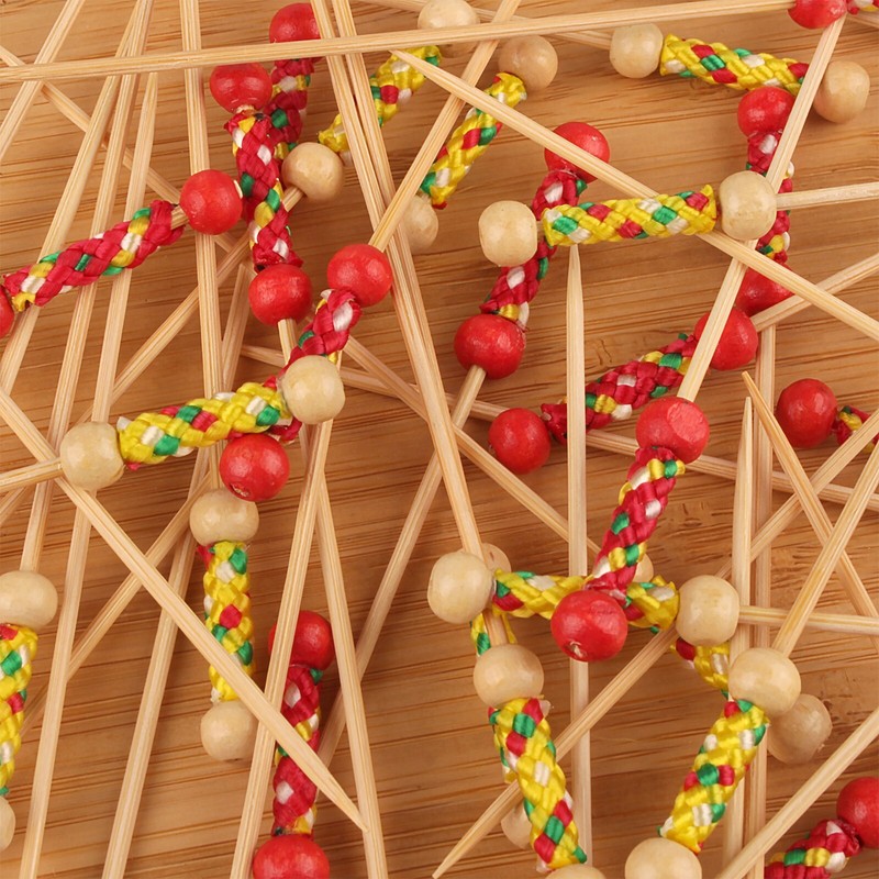 BambooMN Bamboo Braided String Picks 3.9" or 4.7"(10cm) Bright Yellow or Red gallery