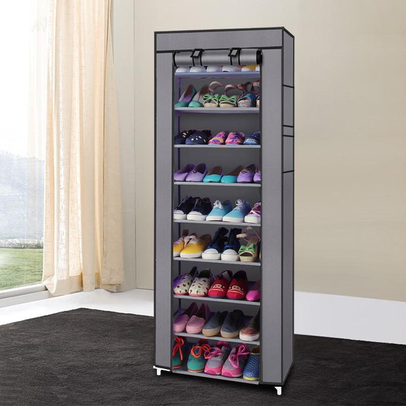 Gray Shoe Rack Non-Woven Fabric Dust-Proof Room-Saving Shoe Cabinet With Zipper gallery
