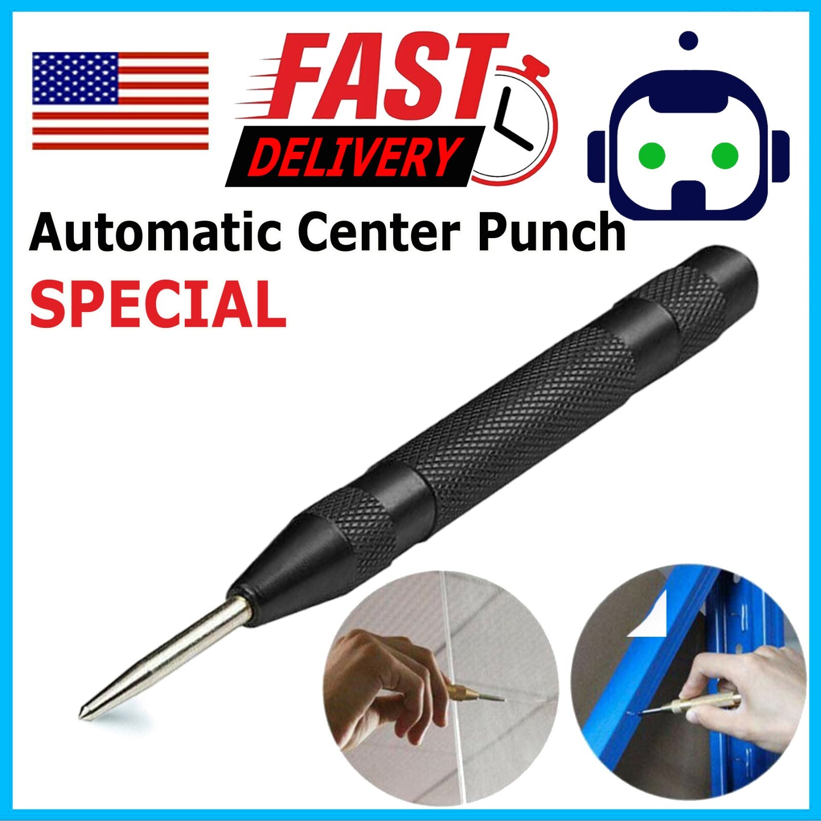 Super Strong Automatic Centre Punch Adjustable Spring Loaded Metal Drill TooL gallery