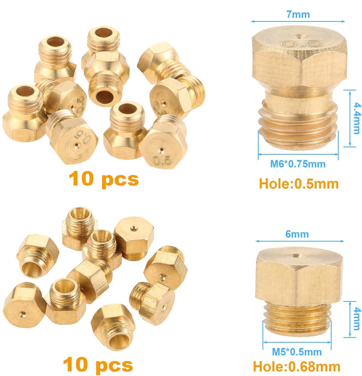 20Pcs Range Stove Oven Orifice Conversion Kit Jet Nozzles M5 M6 Gas Spray Tip gallery