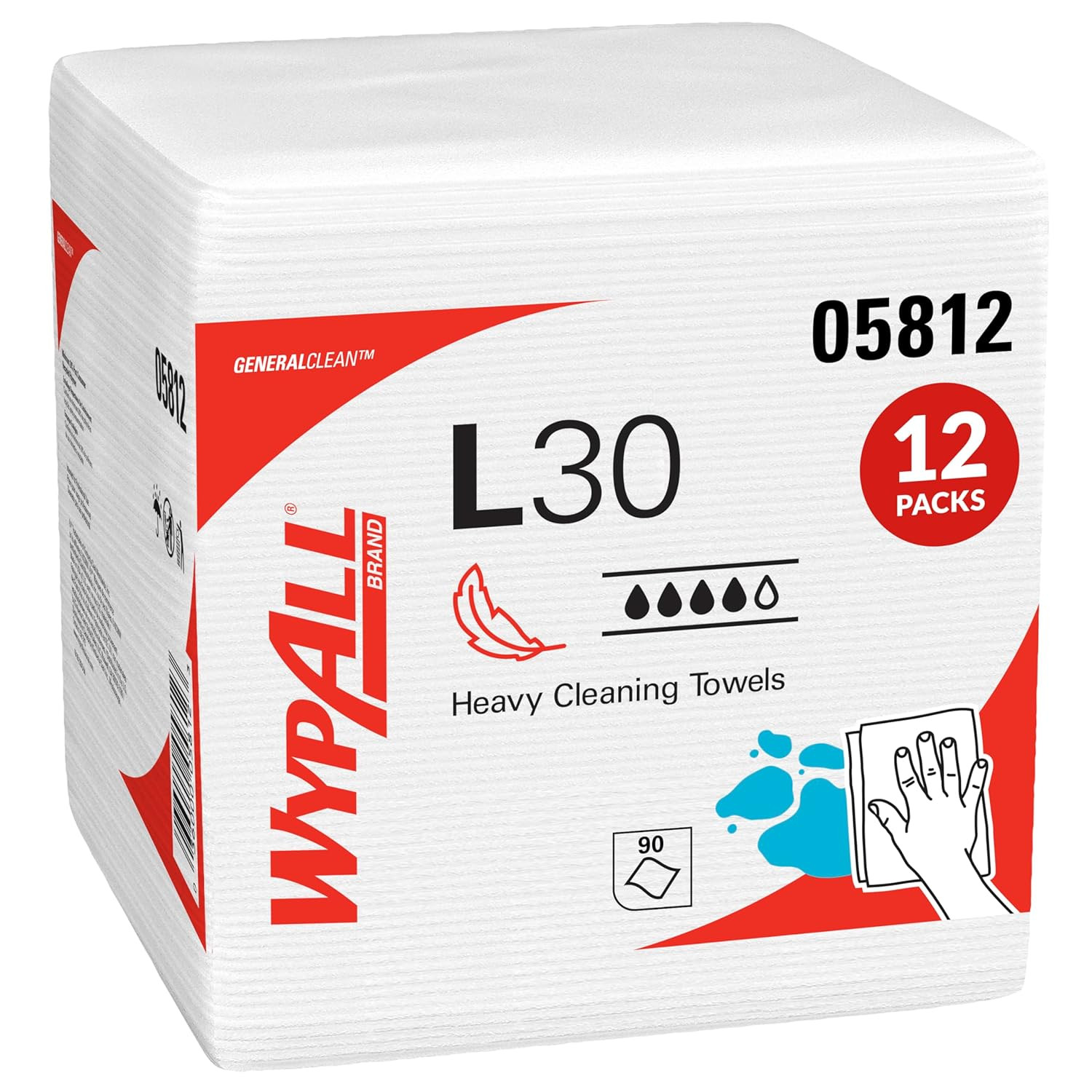 Generalclean L30 Cloths Heavy Duty Cleaning Wipes (05812), Quarterfold, Strong a gallery