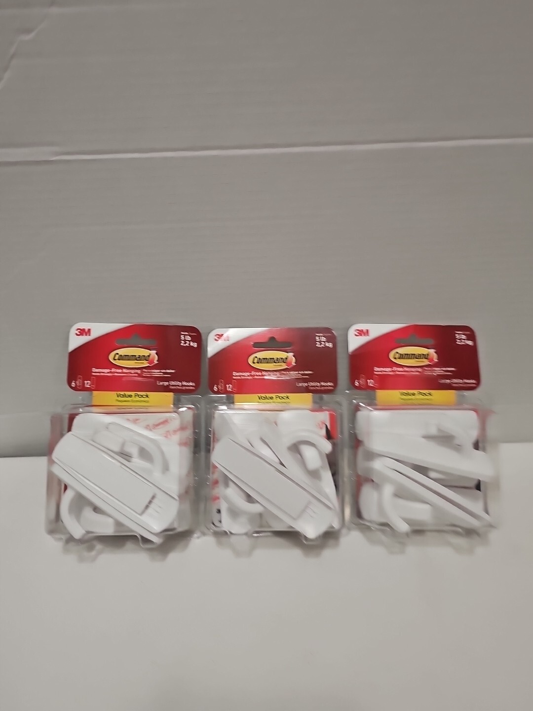 3 SEALED👉🏻Command Large Utility Damage-Free (6 Hooks) Hanging~Hold 5lbs White gallery