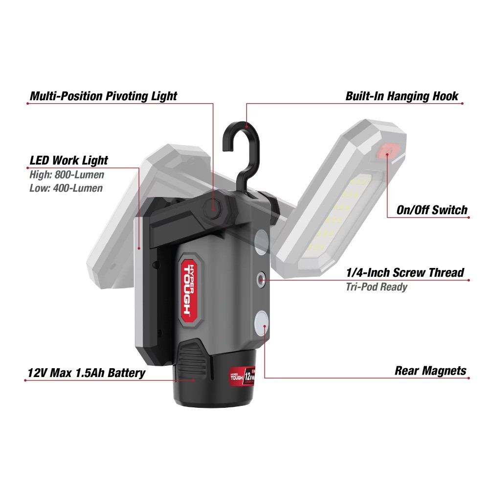 12V Max 800-Lumen Cordless LED Work Light with 1.5AH Lithium-Ion Battery gallery