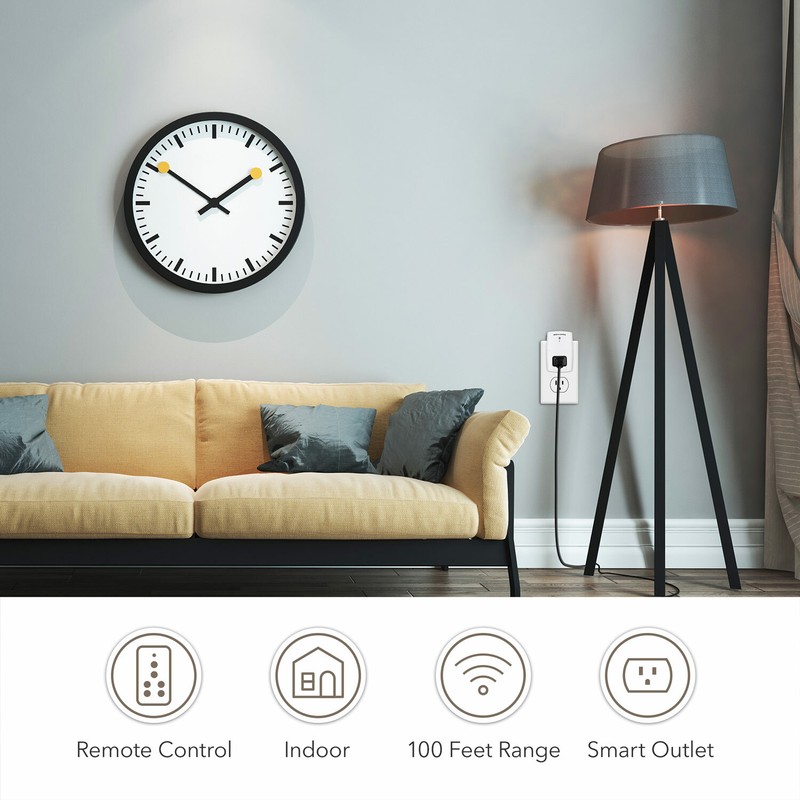 BN-LINK Wireless Wall-Mounting Remote Control Outlet Switch Power Plug In White gallery