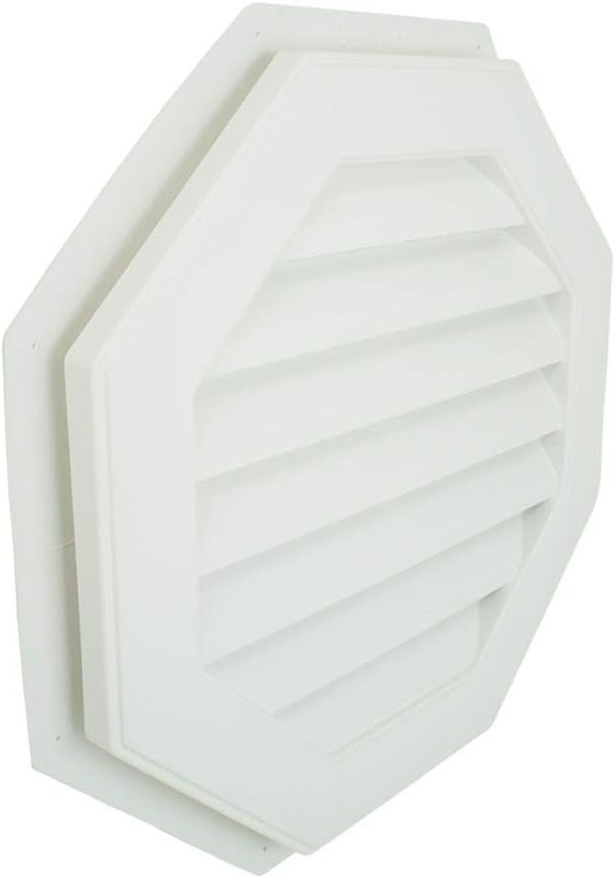 22" Octagon Functional Gable Vent with Screen - 2 Piece Construction - White gallery