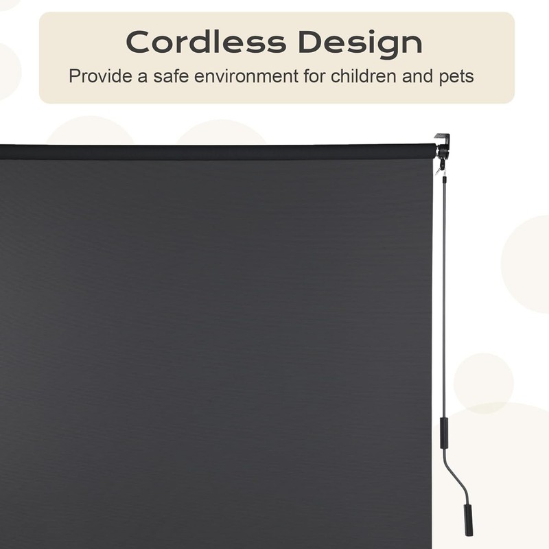 5% Openness Cordless Solar Fabric Roller Shade 6'W x 8'H Sun Shade for Outdoor gallery