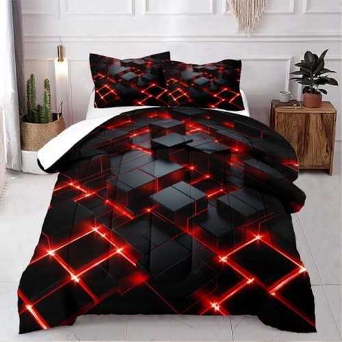 Red Black Geometric Comforter Set King Size King(104" x 90") Red-black Zzm1285 gallery