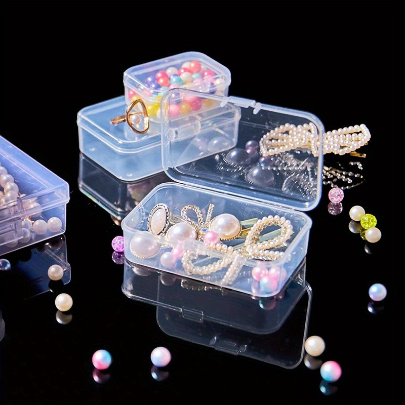 4Pcs Clear Plastic Storage Boxes Small Jewelry Organizer Accessories Space Save gallery