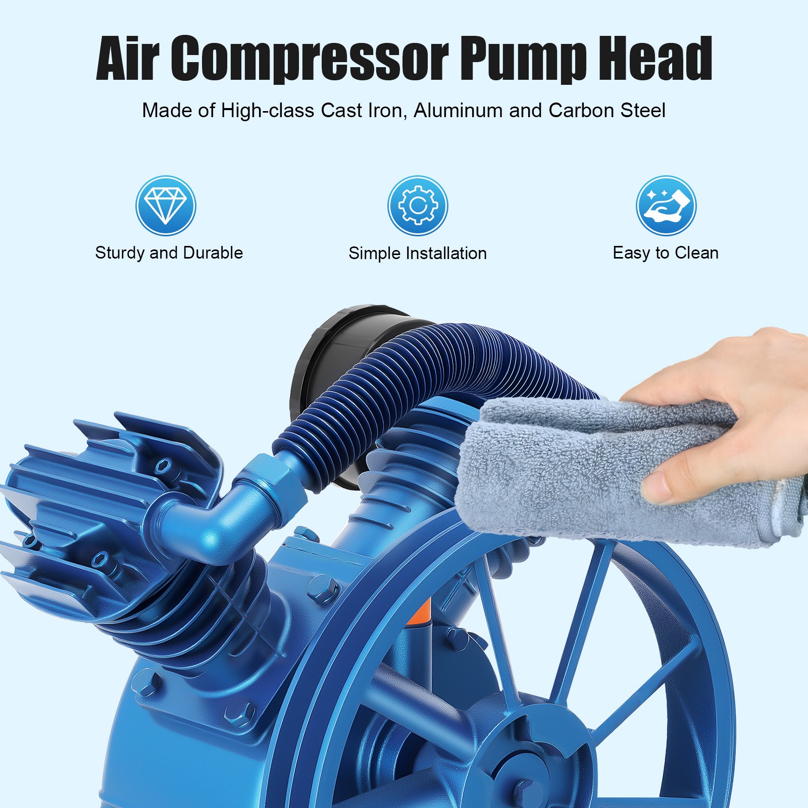 5HP V Style 2-Cylinder Air Compressor Pump Motor Head Double Stage 175PSI gallery