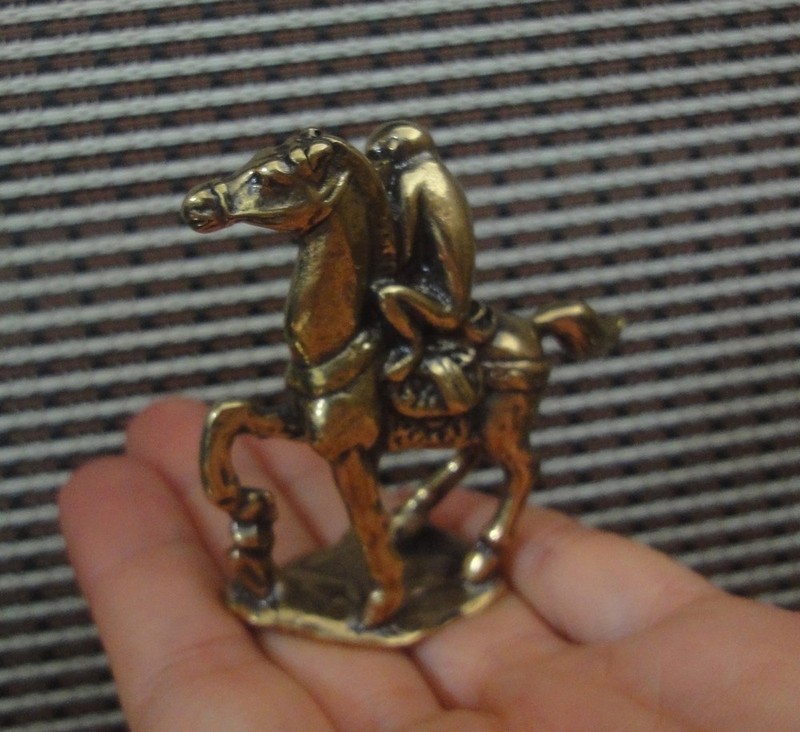 Solid Brass Monkey on Horse Figurine Bronze Color Scultpure Home Decor Statue gallery