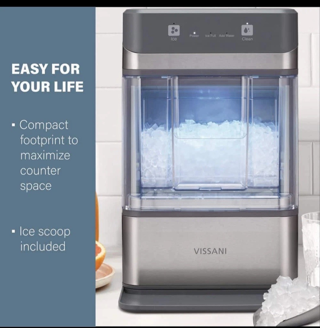 Vissani 34 lbs. Portable Nugget Ice Maker w/ Automatic Cleaning, Stainless Steel gallery