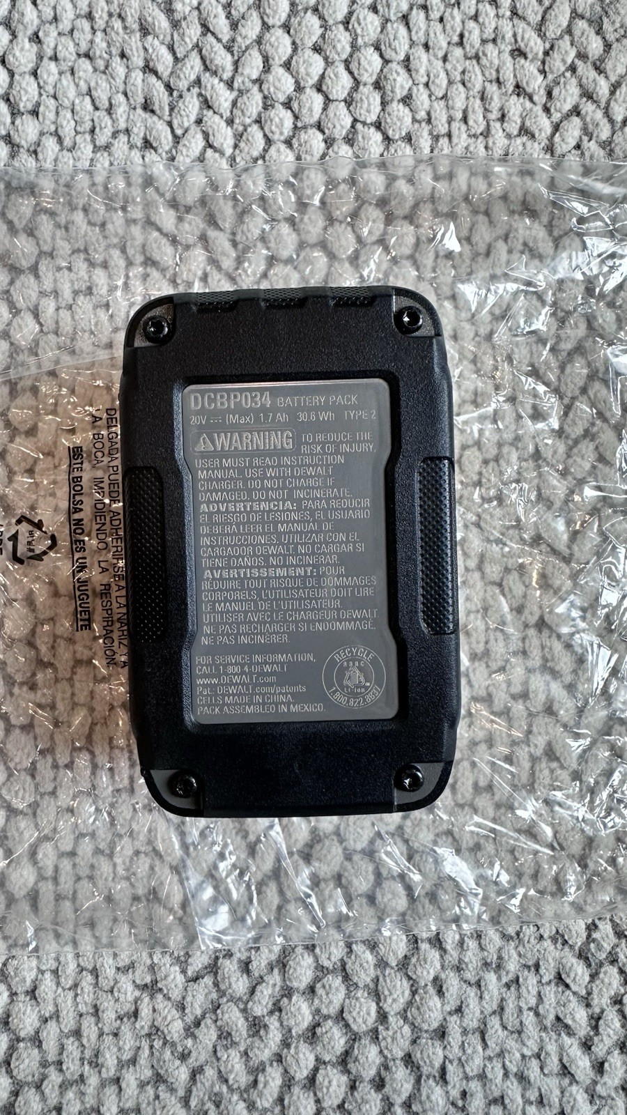 DEWALT XR POWERSTACK 20V Lithium-Ion Battery DCBP034 1.7Ah—NEW gallery