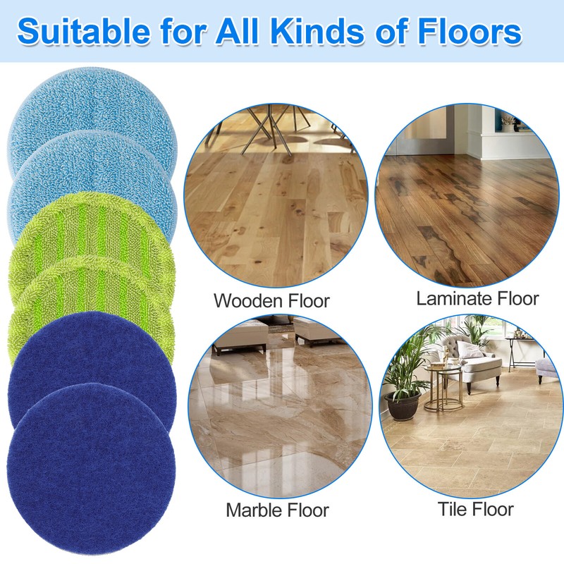 6X Replacement Electric Mop Heads Microfiber Scrubber Polishing Pads Reusable 6" gallery