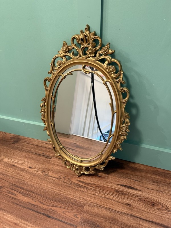 Gold Scrollwork Wall Mirror Rococo Baroque Vintage Syroco 60s Hollywood Regency gallery