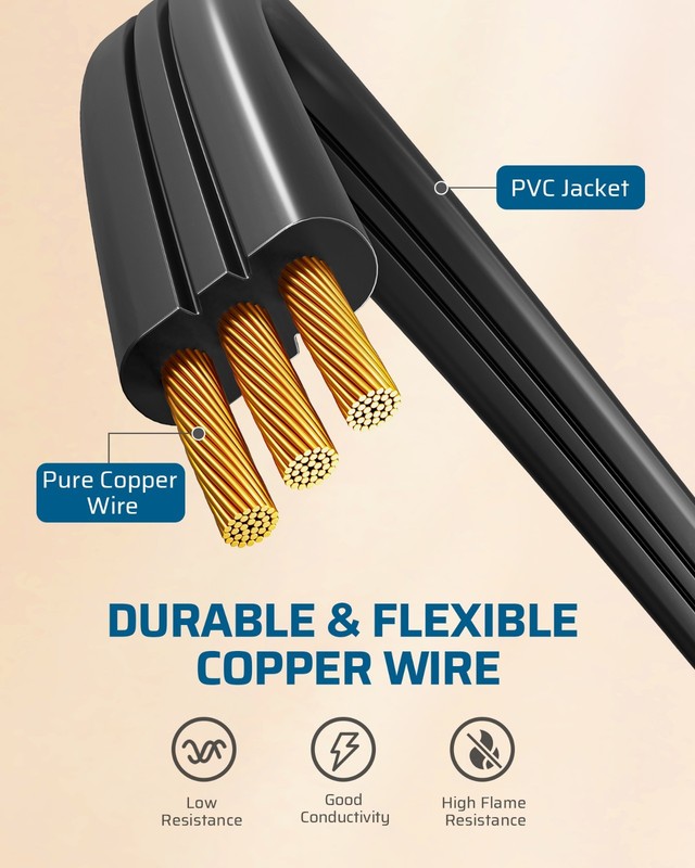 DEWENWILS 6FT Flat Plug Extension Cord, 360° Rotating Plug, 3 Prong Ultra Thin gallery