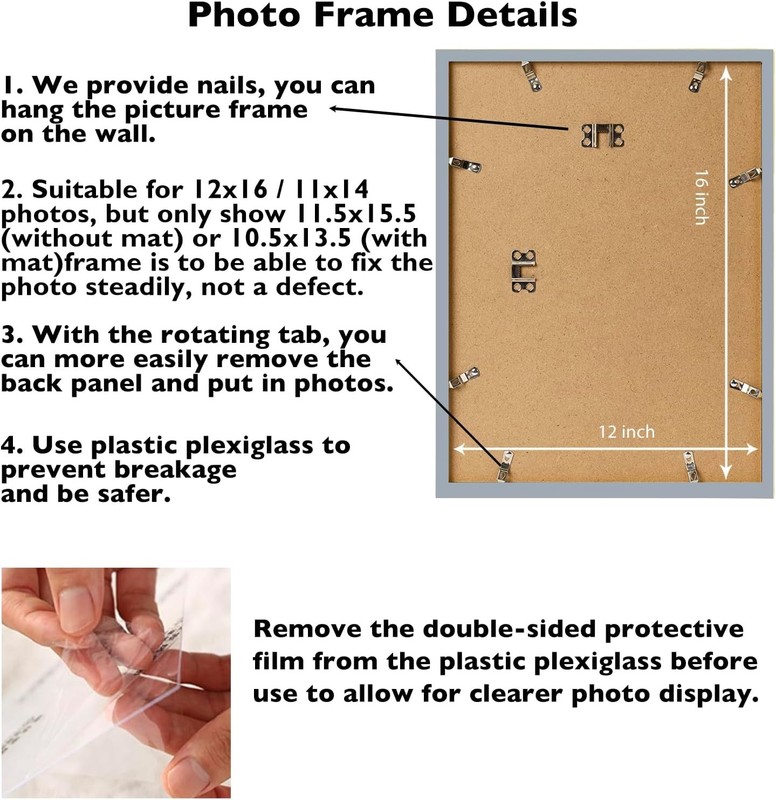 12x16 Picture Frame Rustic White with 11x14 Mat, Display Photo 11x14 with Mat gallery