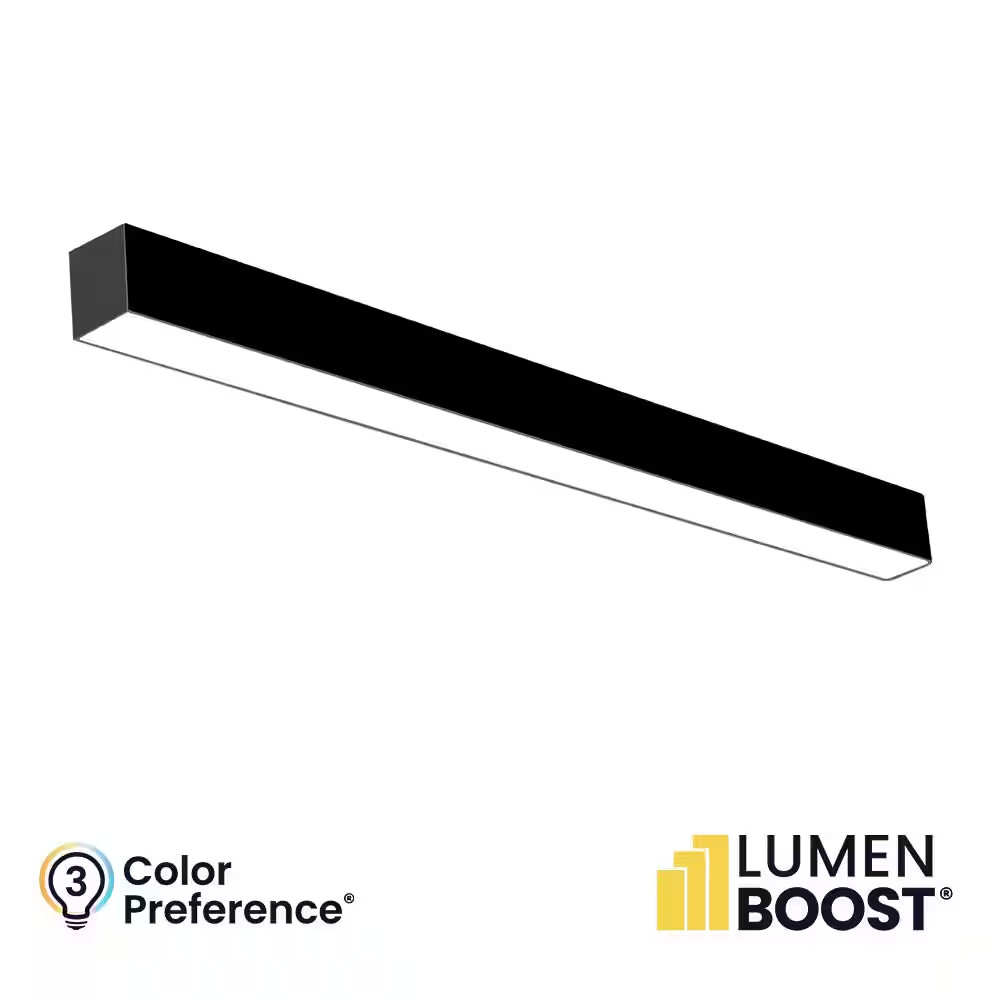 1-Pack 4 Ft. Integrated LED Black Strip Light Fixture Architectural Linear Adjus
