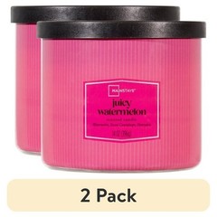2 pack Mainstays 3-Wick Textured Wrapped Juicy Watermelon Scented Candle, 14 oz