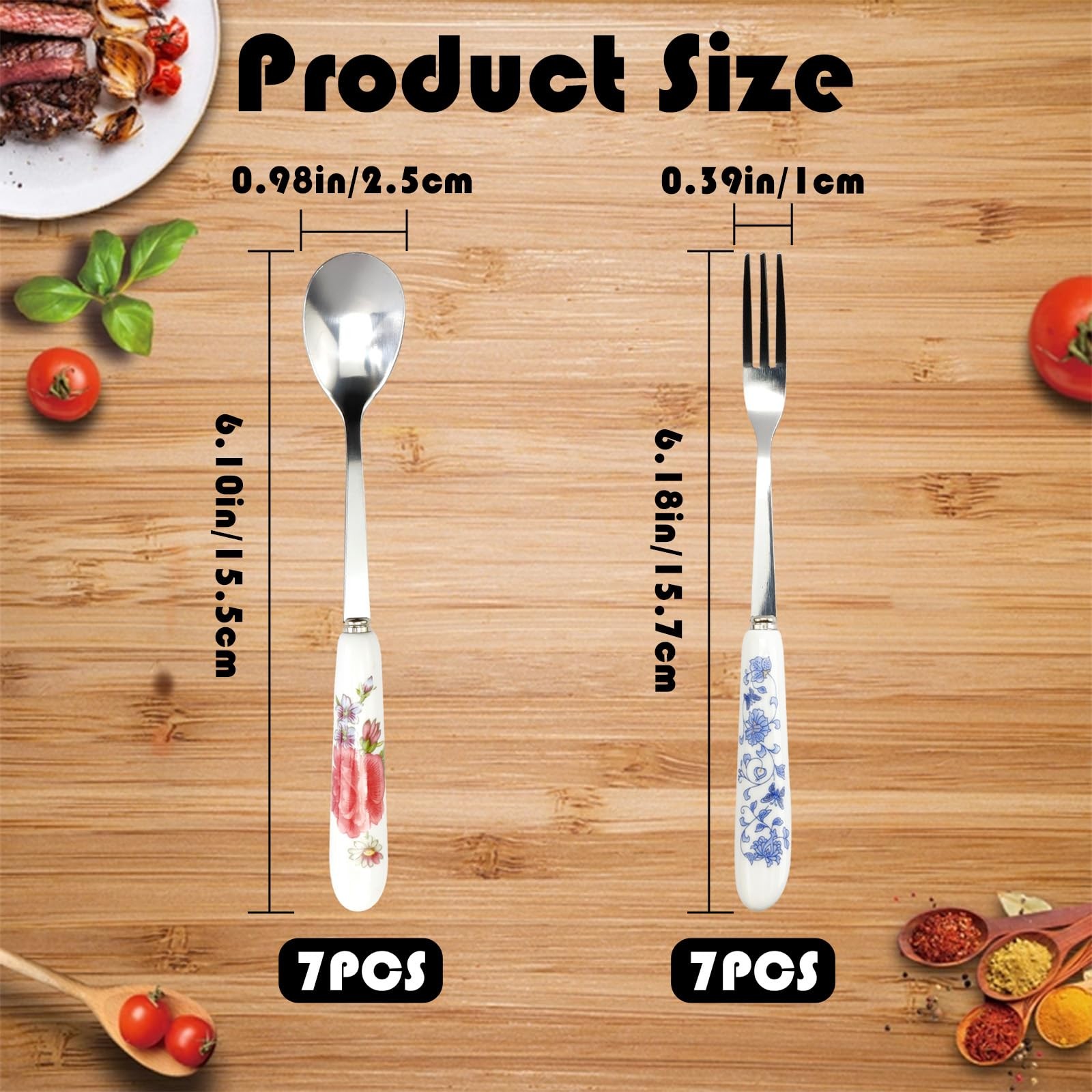 14Pcs Stainless Steel Spoons and Forks, Floral Coffee Dessert Ice Cream Spoon... gallery