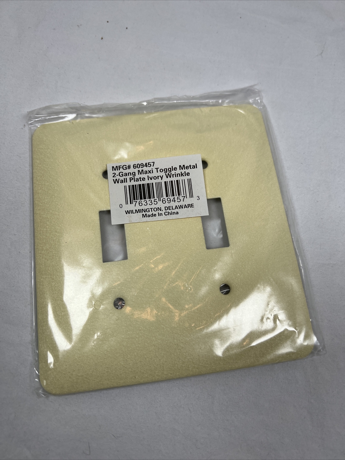 NOS Intertek Metal Double Wall Light Switch Plate Cover Almond Wrinkle Finish gallery