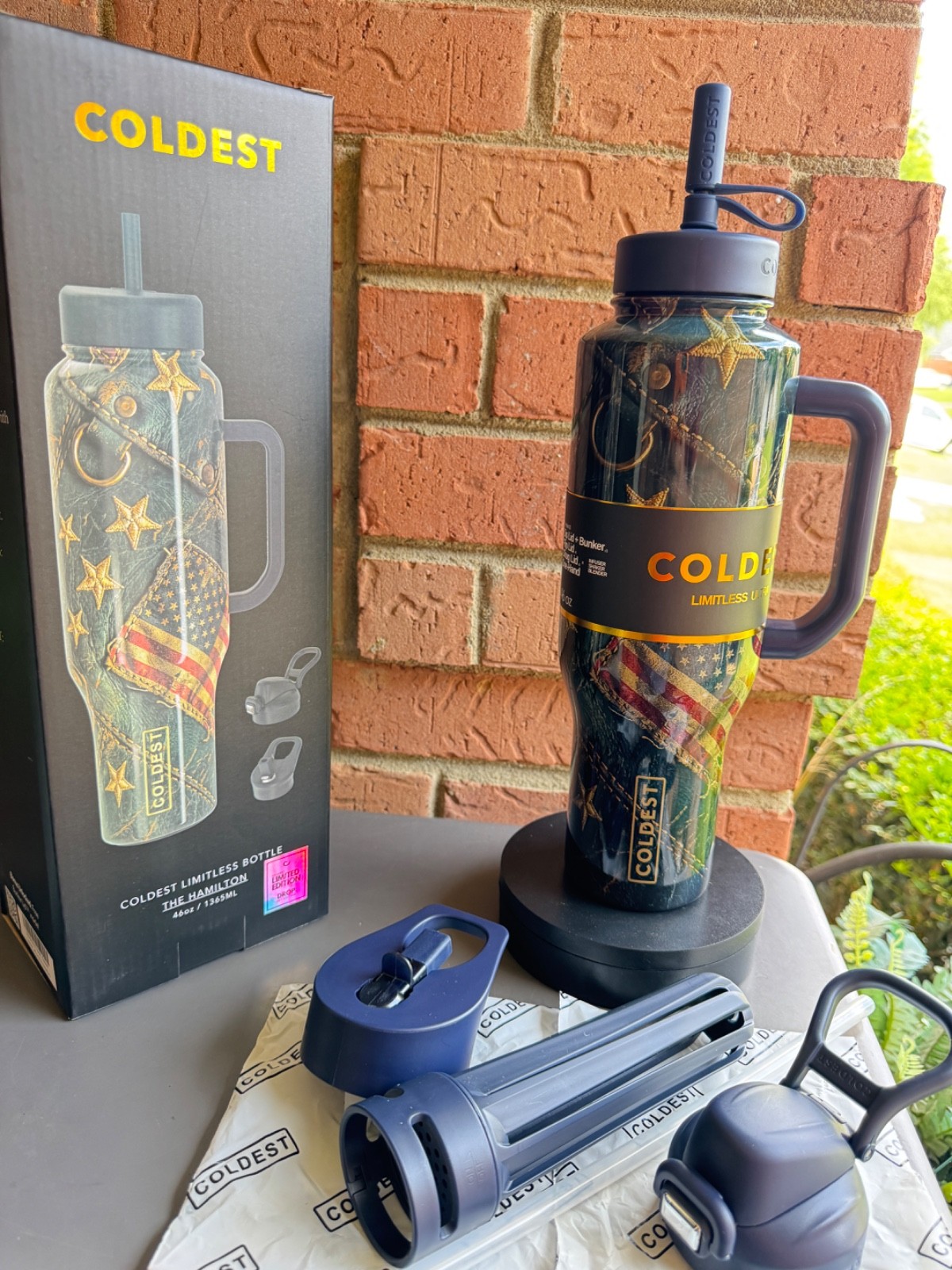 250 Anniversary Coldest 46oz Limitless THE HAMILTON RARE, 3 Lids Leak proof,NIB gallery