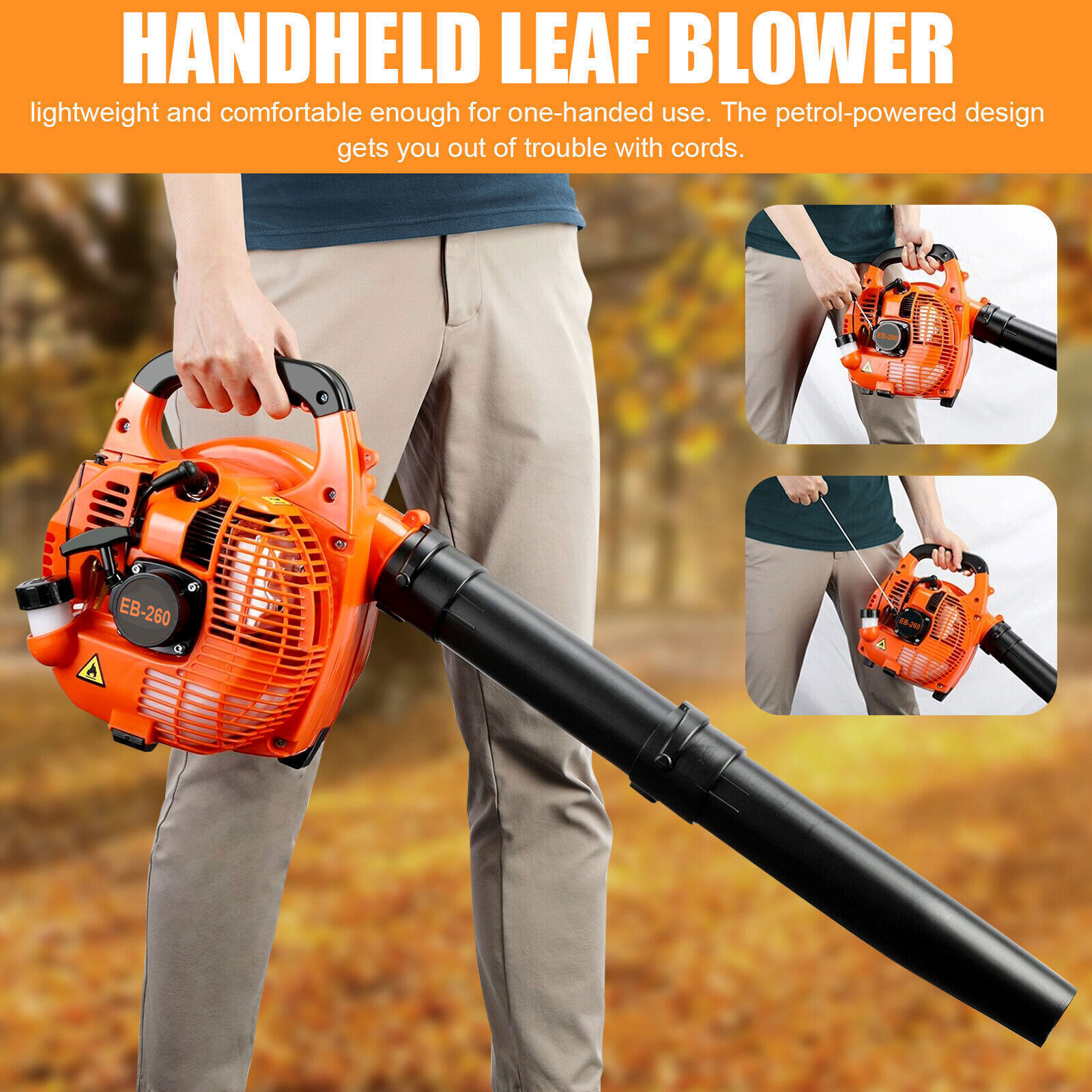 Commercial Cordless Leaf Blower Gas Powered Snow Blower 400CFM 26CC 2 Stroke gallery