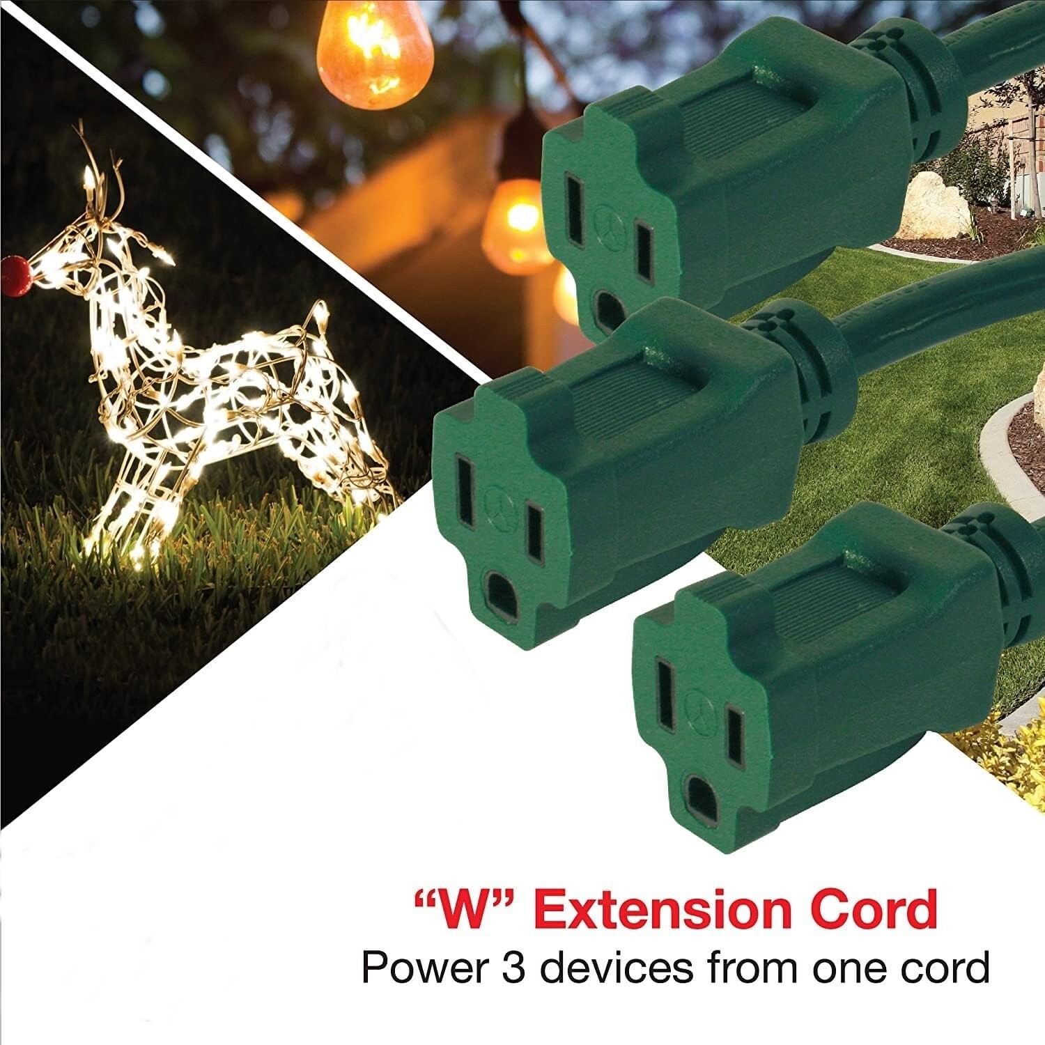 23Ft 14Awg 14/3 STW Triple Line "W" 3Prong 3-Outlet Outdoor Extension Power Cord gallery