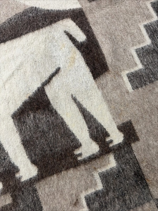 Vintage Peruvian Alpaca Wool Blanket Pucara Llama Geometric Throw Peru Made gallery