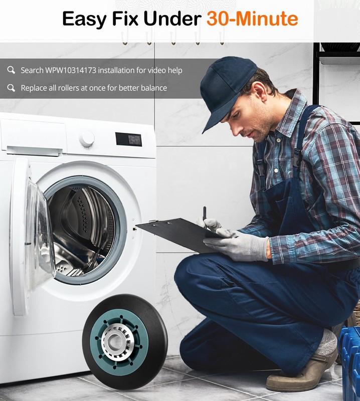 Dryer Drum Support Roller Kit 2 Pack HeavyDuty Polymer Rubber For Kenmore Mayta gallery