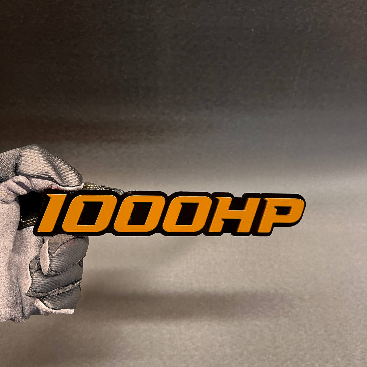 1X 1000 HP Custom 3D Car Emblem Multicolor Acrylic Badge Decal BLACK - ORANGE gallery