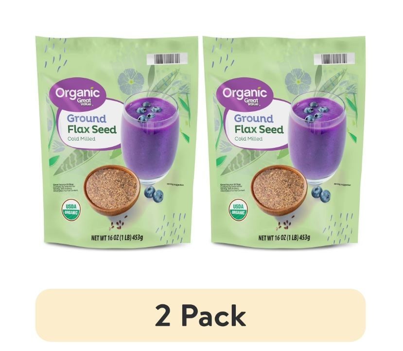 2 pk,Great Value Organic Ground Cold Milled Flax Seed,16 oz,453g,Allergen Free. gallery