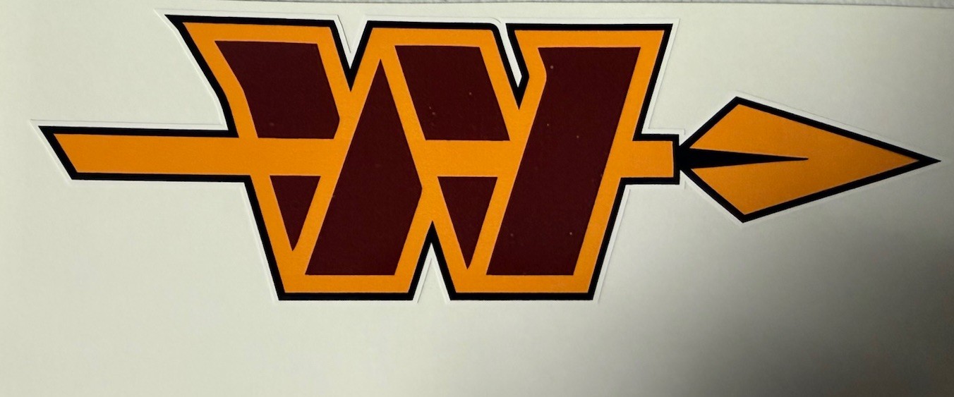 Washington Commanders Alternate Logo Regular Vinyl Decal White Outline Right gallery