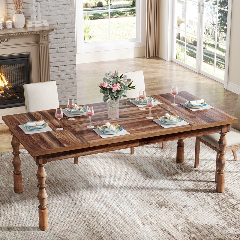 62.2'' Modern Dining Table Large Rectangular Wooden Kitchen Table for 4-6 People gallery