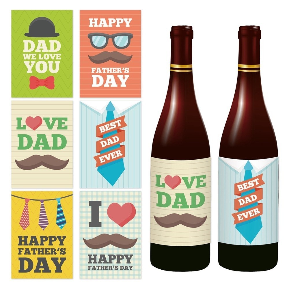 Green Father's Day Stickers for Beverage For Bottles 6 Sheets 3.93 x 5.9 in gallery