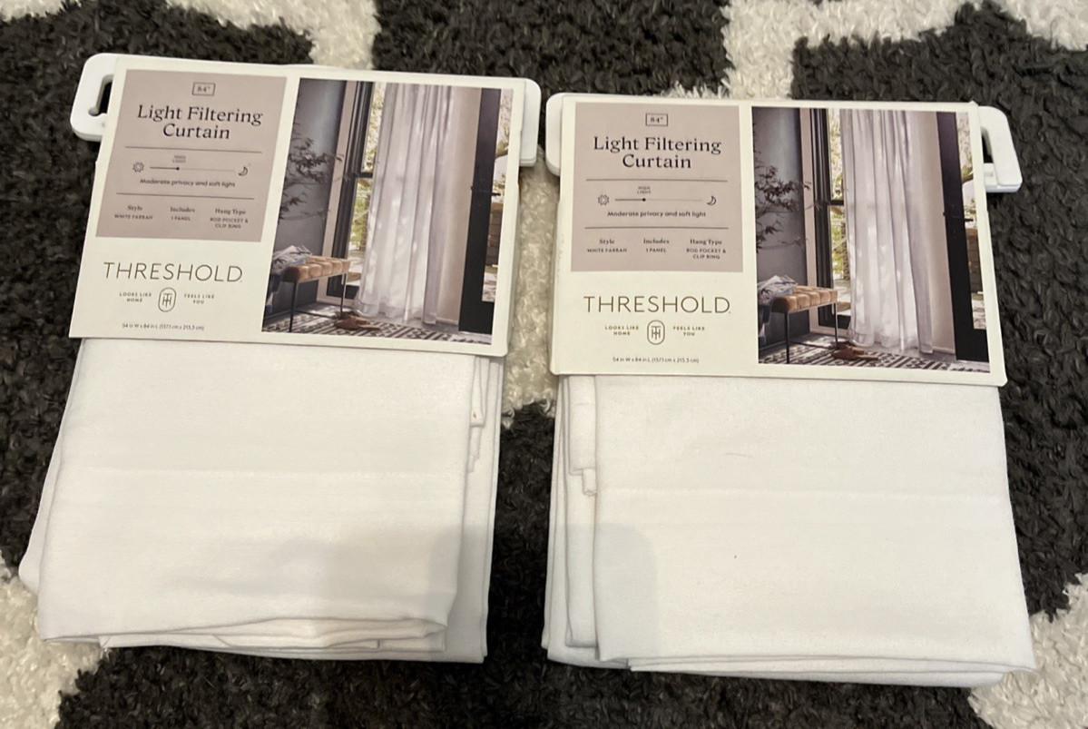 Threshold Light Filtering Curtain Panel 54" x 84" Lot of 2 gallery
