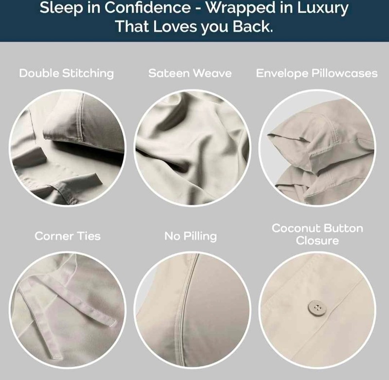 OLIVE + CRATE 100% Lyocell Tencel EUCALYPTUS - KING DUVET COVER OATMEAL gallery